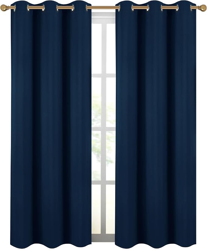 Diraysid Navy Blue Grommet Blackout Curtains - Image 2