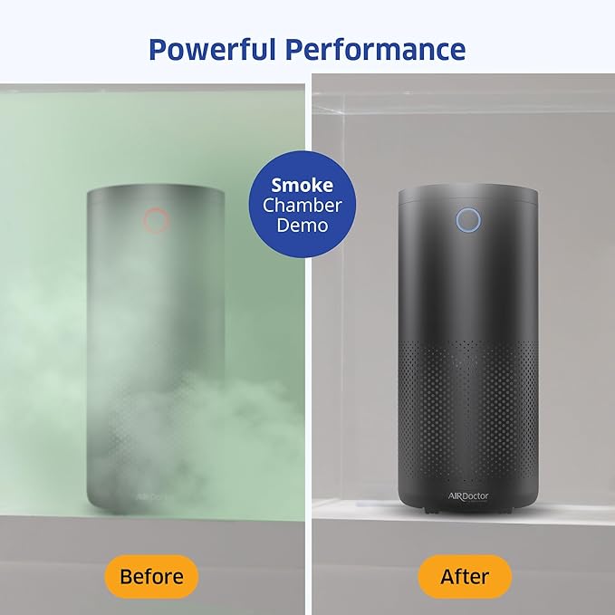 AirDoctor 4000 Air Purifier for Large Rooms | Triple filtration technology with UltraHEPA, Carbon/VOC material & Air Quality Sensor | Captures Particles 100x Smaller Than HEPA Standard (Black)