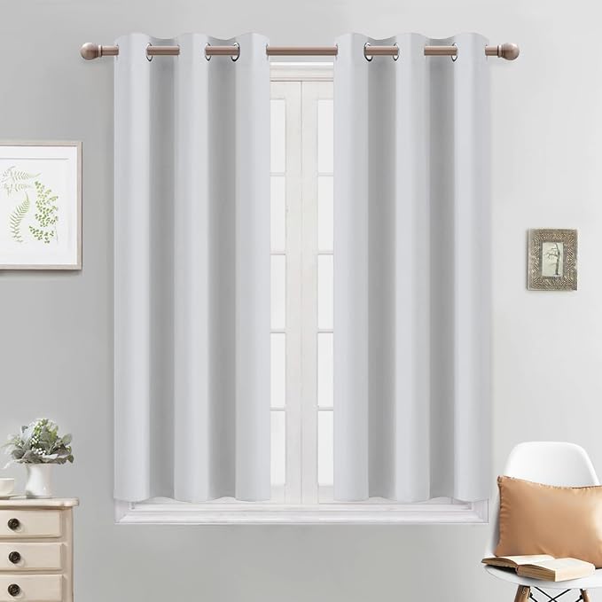 Yakamok Blackout Curtains 38x45 inch Greyish White Thermal Drapes-Bedroom | 2 by Yakamok