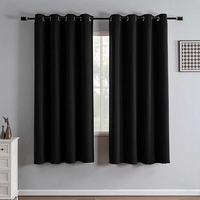IGEMAEVE Blackout Curtains & Drapes Black 70" W x 72" L Grommets | Bedroom | by IGEMAEVE