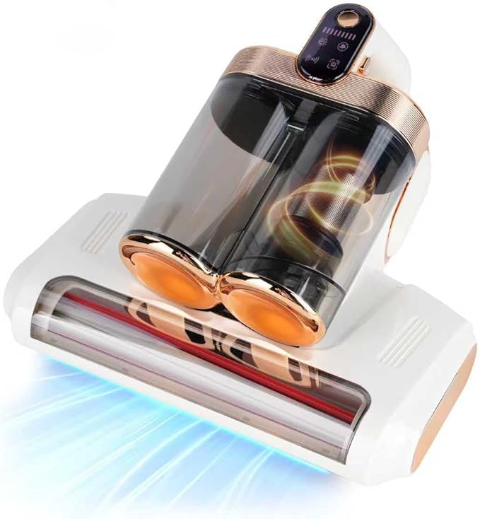 BESTING Mattress Vacuum Cordless with 16Kpa Suction & HEPA Dust Cups, 253.7nm UV-C Light & Ultrasonic, Low Noise Widened Suction Port Handheld Vacuum for Bed Pillows Couch Car Seat Rugs, Pearl White