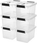 JUJIAJIA 6 Quart Clear Storage Latch Box/Bins, 6-Pack Plastic Container with Latches and Lid
