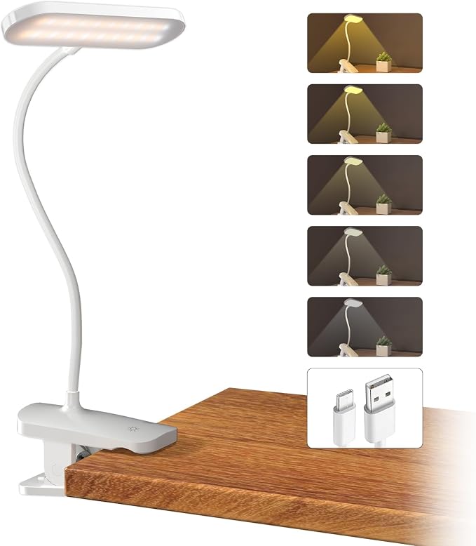 CUHIOY Rechargeable Clip on Light, Bed Headboard Reading Lamp, 5 Colors 5 by CUHIOY