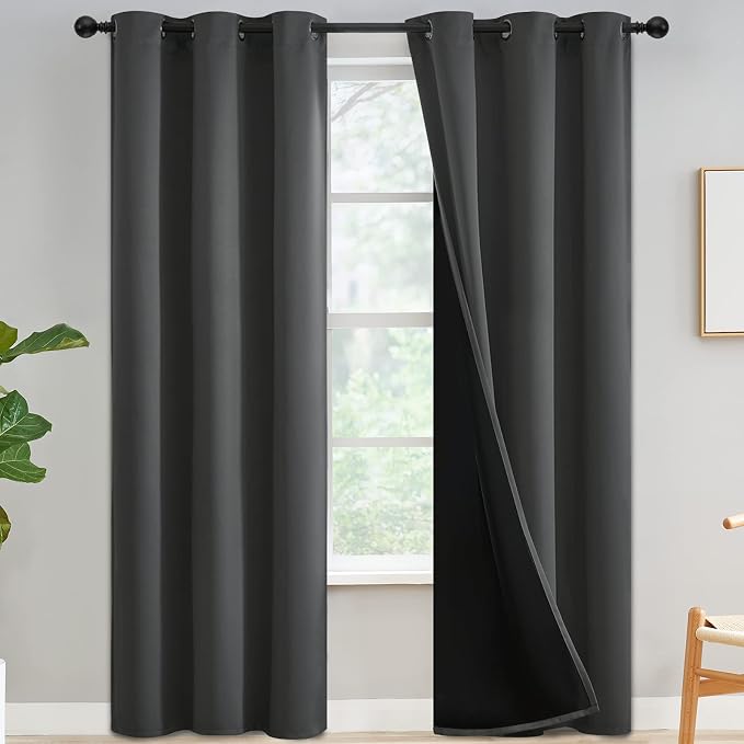 Yakamok Dark Grey Blackout Curtains 84 inches Long by Yakamok