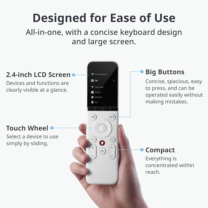 SwitchBot Universal Remote Control with Hub Mini Matter Enabled with Remote, Multi-use Smart Remote with Customize App, Control 25 IR/Bluetooth Devices and 10 Scenes