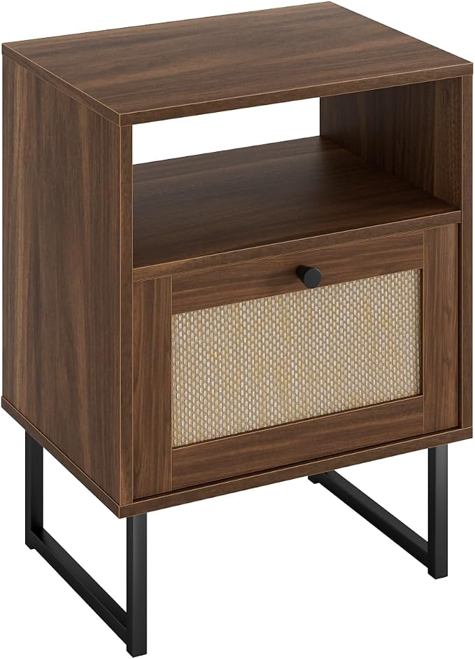 Masupu Extra Large Rattan Nightstand, Modern Boho Farmhouse Wood Bedside Table - Image 8