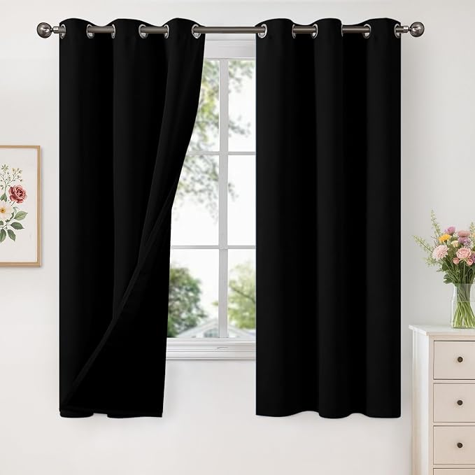 YoungsTex Black 100% Blackout Curtains 63 Inches Long by YoungsTex