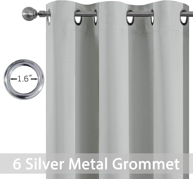 Yakamok Blackout Curtains 38x72 inch Light Grey Thermal Drapes-Bedroom | 2 - Image 3