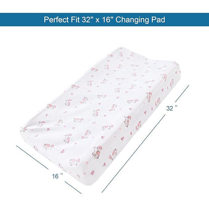 Changing Pad Cover for Girls 4 Pack, Comfy & Breathable Changing Table Cover for 32''x16" Changing Table Pads, Diaper Changing Pad Cover, Pink