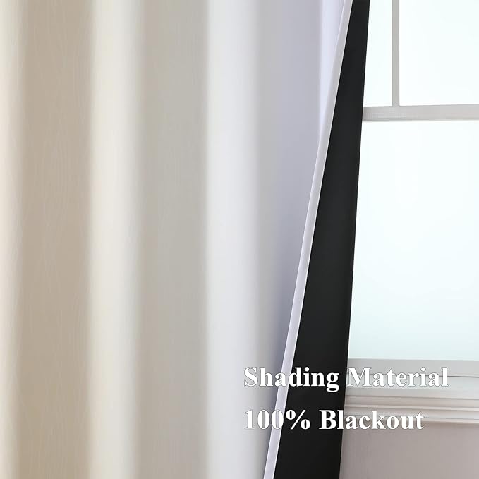 Beige and Grayish White Ombre Blackout Curtains - Image 5