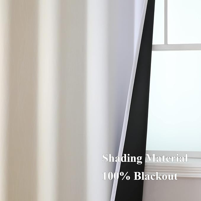 Beige and Greyish White Ombre Blackout Curtains Living Room 102 Inches Long | - Image 5