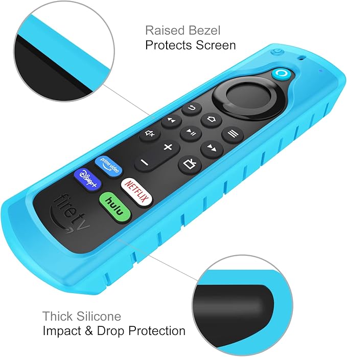 CaseBot Remote Case for Fire TV Stick HD/4K/4K Max (1st Gen)/Fire TV Stick (3rd Gen)/Lite - Anti-Slip Shockproof Silicone Cover for Alexa Voice Remote (2nd & 3rd Generation) (Blue Glow)