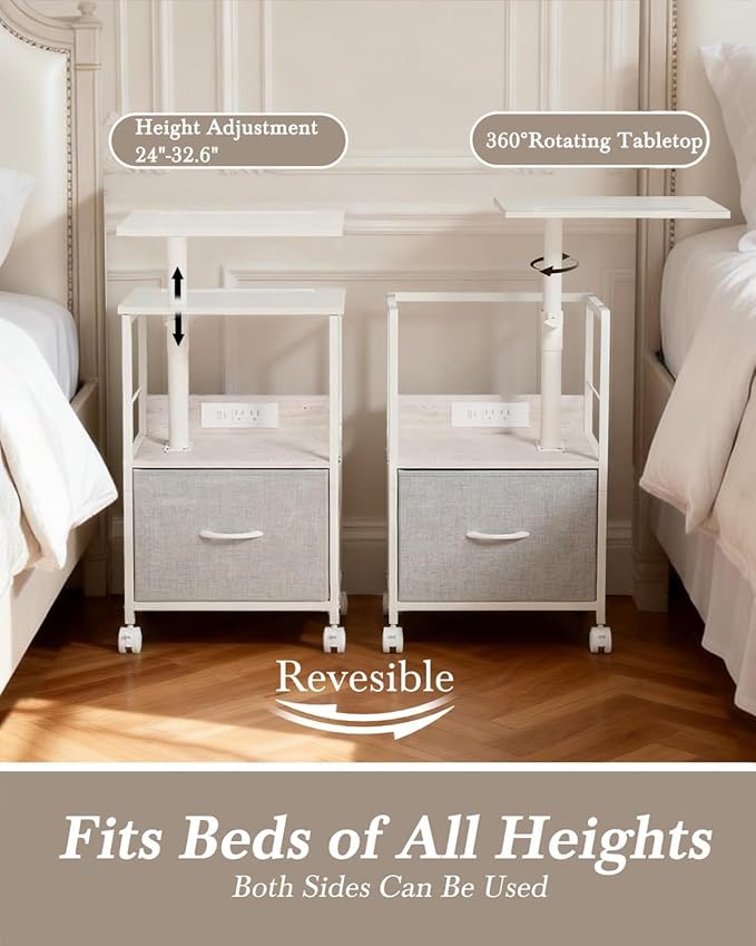Faesun Swivel Lift Top Nightstand - Image 3
