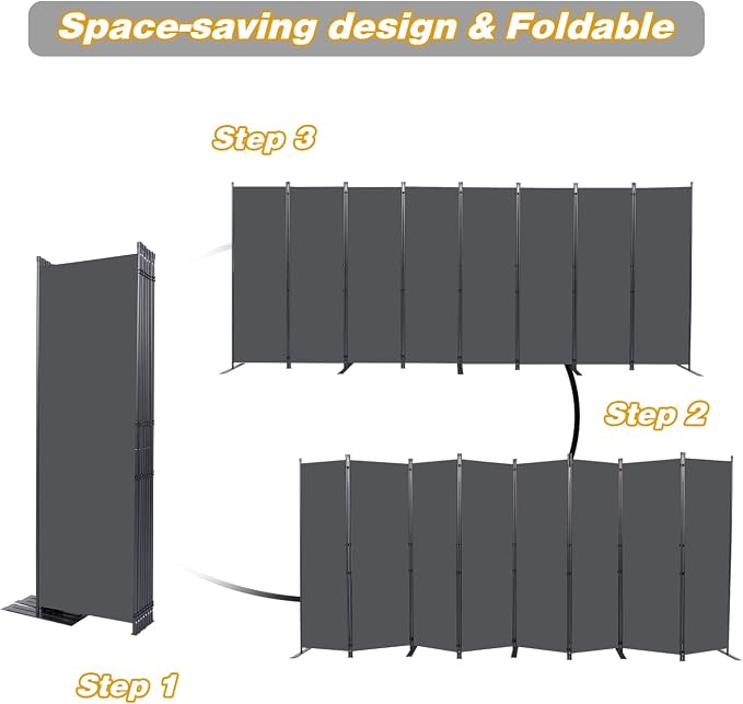 Room Divider, 8 Panel Folding Privacy Screens - Image 5