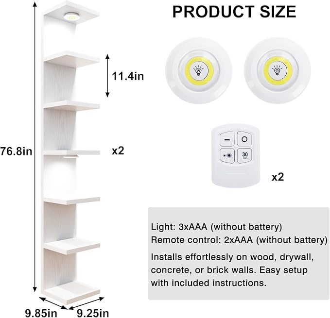 Fixwal 7 Tier Wall Shelf with LED Lights - Image 3
