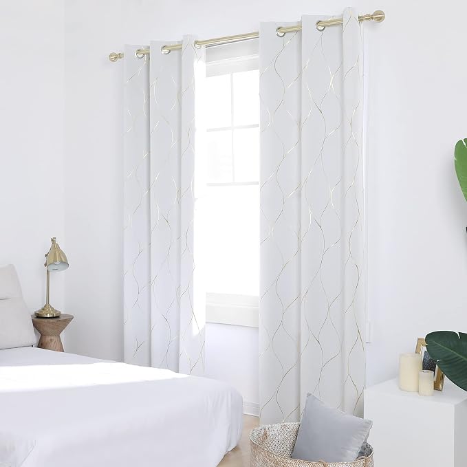 Deconovo Curtains for Living Room, Pattern Blackout Curtains 63 Inches Long | - Image 3