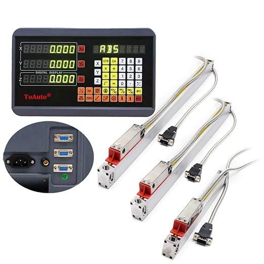 Mill Lathe Digital Readout DRO Display 3 Axis 5µm Precision 250mm+400mm+350mm Linear Scale for Drill EDM (10"+16"+14")
