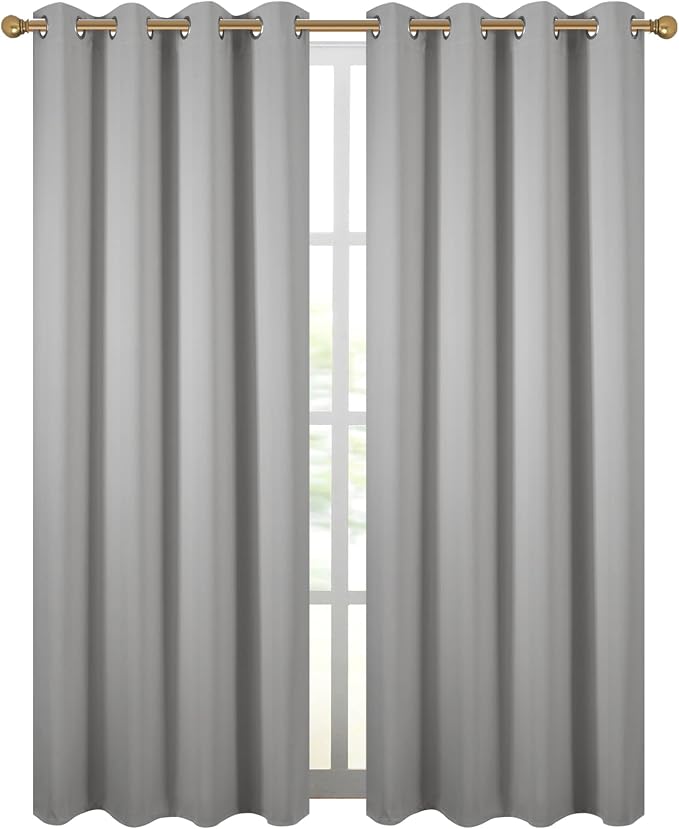 Diraysid Light Grey Grommet Blackout Curtains - Image 2