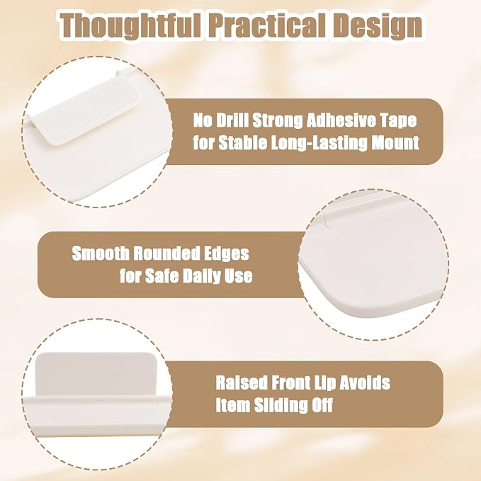 2Pcs Foldable Floating Shelf, No Drill Wall Shelves Adhesive Organizer Tray | - Image 3