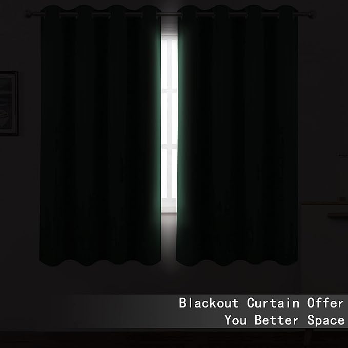 100% Blackout Dark Green Curtains - Image 3