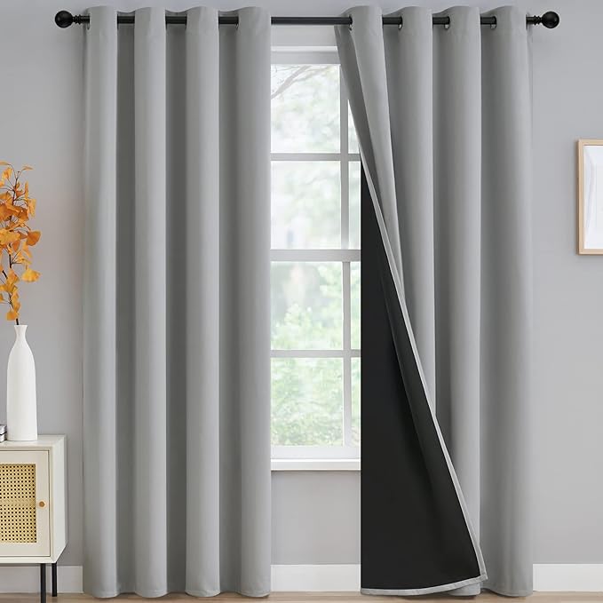 Yakamok Light Grey Blackout Curtains 84 inches Long by Yakamok