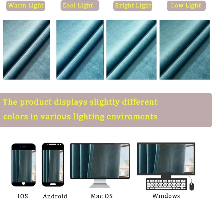 Timeper Slate Blue Velvet Curtains W52 x L84 inches 2 Panels, Back Tab & Rod - Image 7
