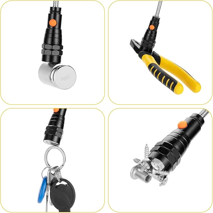 Telescoping Magnetic Pickup Tool with Extendable Flashlight, Unique Mens Gifts for Dad, Husband, Grandpa & Boyfriend – Christmas Gifts, Stocking Stuffers, White Elephant Gifts
