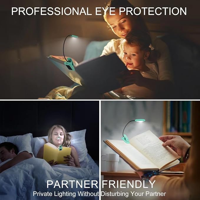 BIGMONAT Rechargeable Book Reading Light, Portable Bendable Neck, Brightness - Image 3
