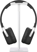 New bee Headphone Stand Headset Holder Earphone Stand with Aluminum Supporting Bar Flexible Headrest ABS Solid Base for All Headphones Size (White)