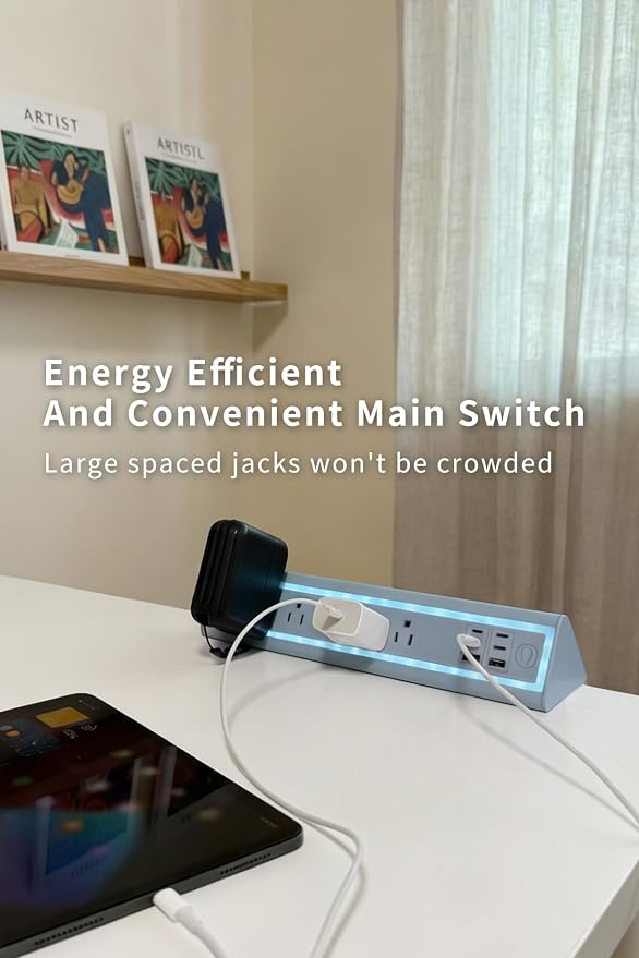 Desk Clamp Power Strip with Nightlight, 40W Fast Charging, 10FT Extension Cord - Image 5