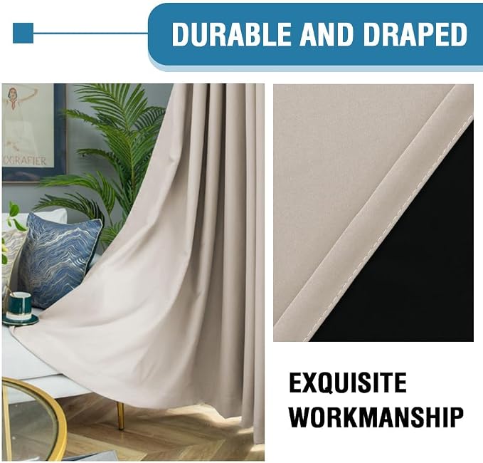 H.VERSAILTEX Full Blackout Curtains 90 Inch Length Thermal Insulated UV - Image 6