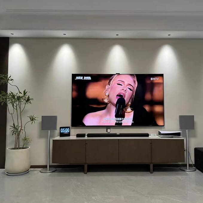ZGOUO Speaker Floor Stand Compatible with Sony BRAVIA Theater Quad Surround Sound System (HT-A9M2), Aluminum Alloy, Built-in Power Cord，Easy Installation（Silvery 2 Pair）