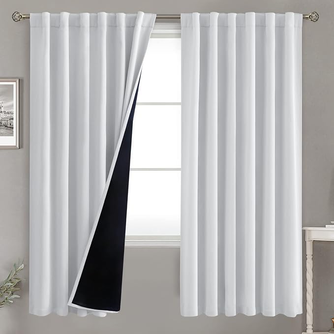 BGment Greyish White 100% Blackout Curtains 72 Inches Long by BGment