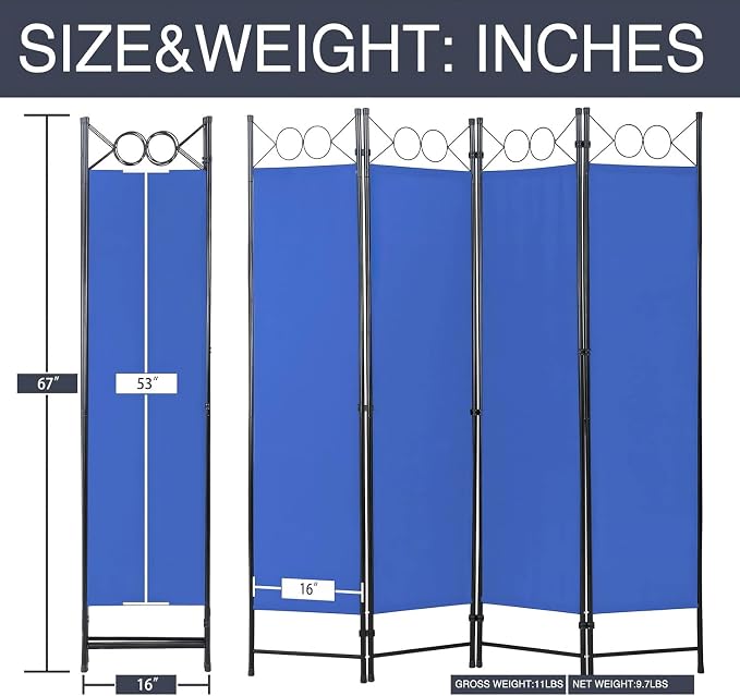 Room Divider 4 Panels 6FT Room Divider - Image 2
