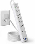 SUPERDANNY 6Ft Thin Extension Cord, Flat Plug Surge Protector Power Strip | by SUPERDANNY