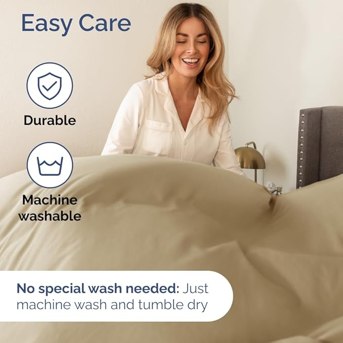 Split Head King Sheet Set – 4 Piece Flex Split Top King Sheets for Adjustable Beds - Fits 14” to 16" Mattress w/ Deep Pockets - Ultra-Soft, Breathable & Cooling - Luxury Bedding & Wrinkle Free - Beige