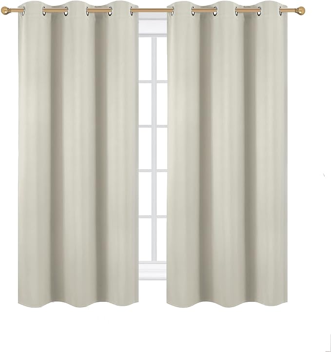 Diraysid Light Beige Grommet Blackout Curtains - Image 2