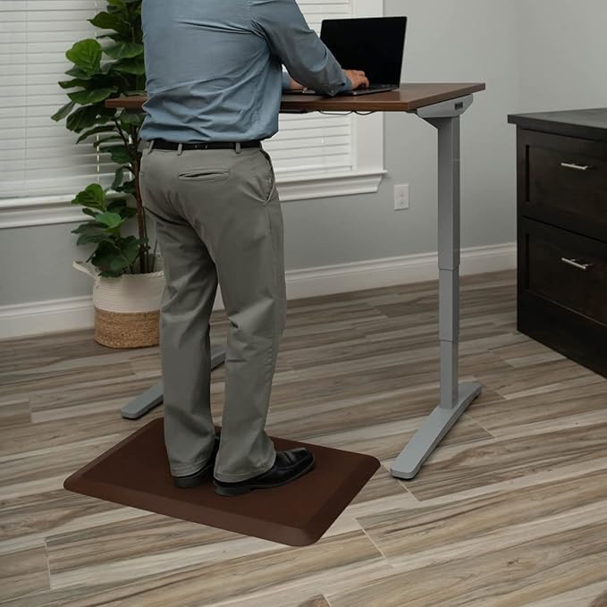 GelPro Anti-Fatigue Designer Comfort Kitchen Floor Mat, 20x32”, Leather Grain Truffle Stain Resistant Surface with 3/4” Thick Ergo-Foam Core for Health and Wellness