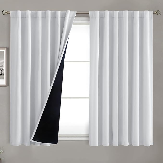 BGment Greyish White 100% Blackout Curtains 54 Inches Long by BGment