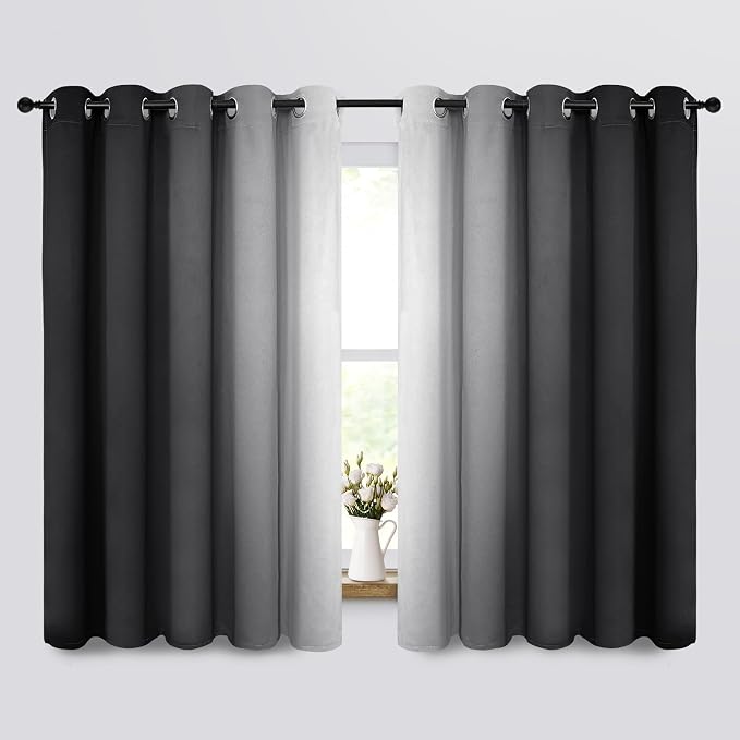 COSVIYA Grommet Ombre Black Room Darkening Curtains 63 inch by COSVIYA