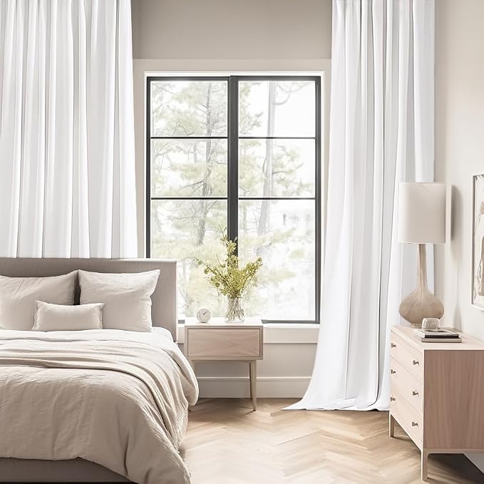 MIULEE Pure White Back Tab Blackout Curtains 52x120 Inch Long 2 Panels Set | - Image 2