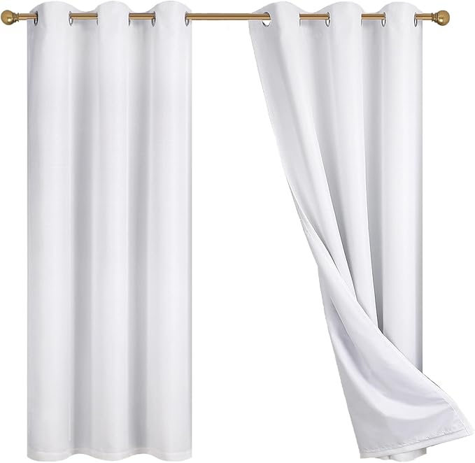 Diraysid 100% Blackout Curtains White Linen Curtains - Image 9