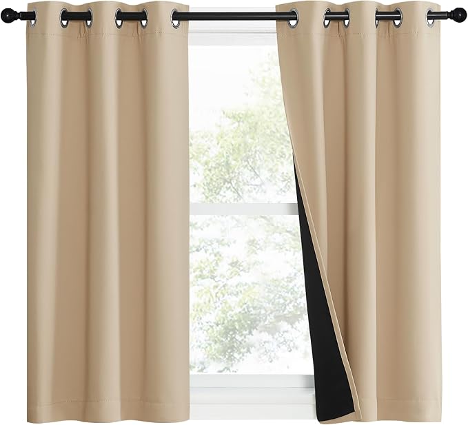 NICETOWN Bedroom Full Blackout Curtain Panels, 37 by 40-inch, Biscotti Beige by NICETOWN