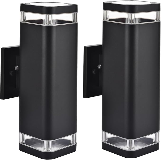 Smart WiFi Outdoor Wall Sconce Lights 2 Pack,Porch Lights RGB Color Changing App Control, Dimmable White Range of 2700K-6500K Up Down Exterior Wall Lights for House,Works with Alexa Google Assistant