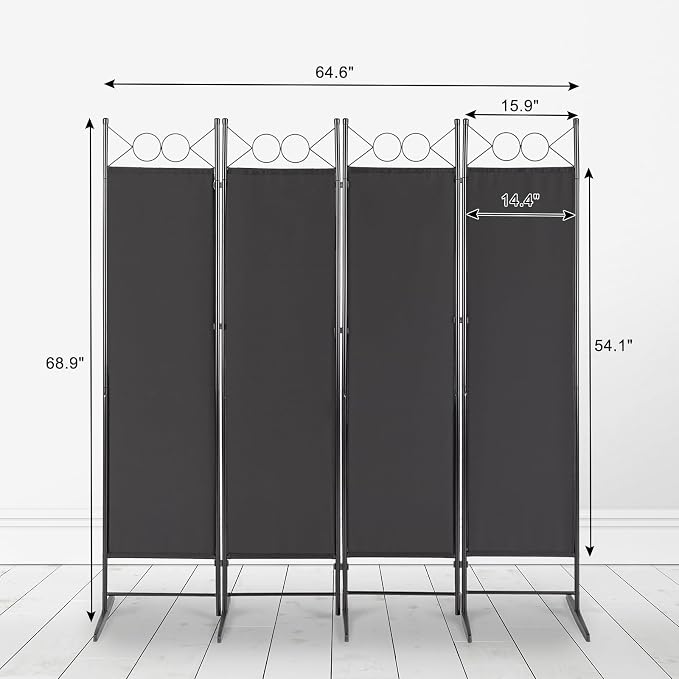 5.74ft Folding Room Divider Privacy Screens, 4 Panel Freestanding Wall Divider - Image 2
