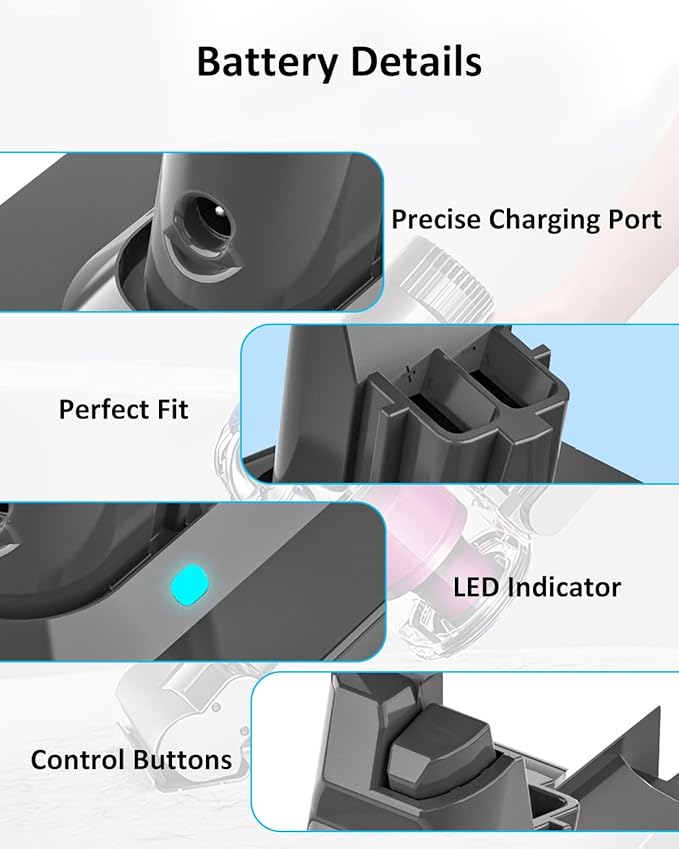 Ferncaex 6000mAh 21.6v Battery Replacement for V6 Battery SV03 SV04 SV05 SV06 SV07 SV09 DC58 DC59 DC61 DC62 DC72 DC74 Compatible with V6 Animal Absolute Motorhead Slim Fluffy Handheld Vacuum