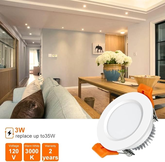inShareplus 6 Pack 2 Inch LED Recessed Lighting, Downlight Dimmable 3W (35W Equivalent), 3000K Warm White, CRI80, Recessed Light Fixtures with LED Driver