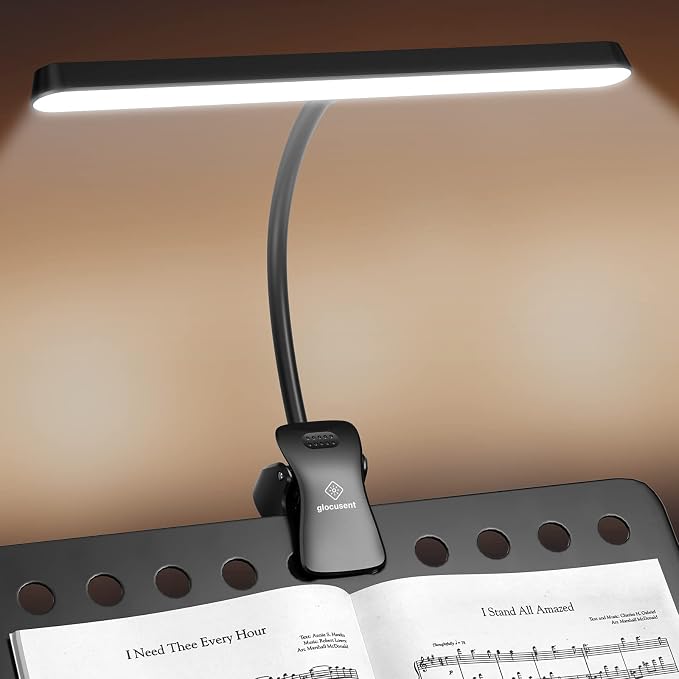 Glocusent Rechargeable Music Stand Light, 11.2” Wide Piano Light | 57 LED Clip by GLOCUSENT