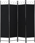 FDW 4-Panel Folding Room Divider | 6ft, Coal Black | Light & Portable | by FDW