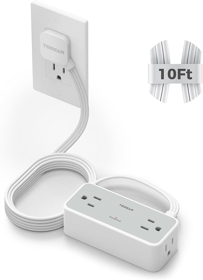 TESSAN Extension Cord 10 FT, Power Strip by TESSAN
